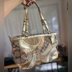 Coach Gold Patchwork Gallery Tote F14004